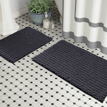 Load image into Gallery viewer, Rectangular 2 Piece Bath Rug Set | 20x30 + 15x23 inch | Charcoal
