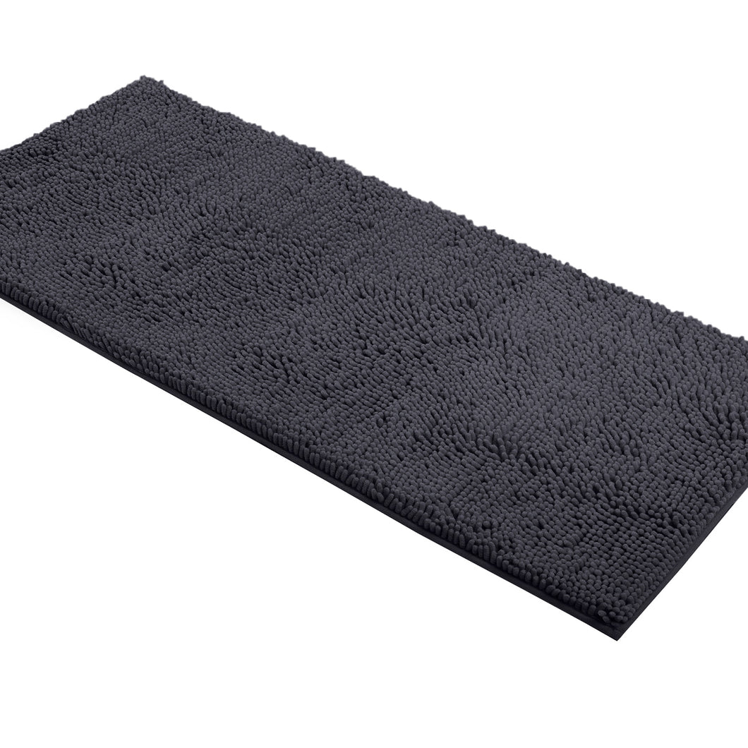 Runner Microfiber Bathroom Rug, 21x59 inch, Charcoal