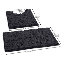 Load image into Gallery viewer, Luxury Chenille Bathroom Rugs 2-Piece Bath Mat Set, Small, Charcoal
