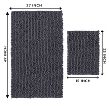 Load image into Gallery viewer, Rectangular 2 Piece Bath Rug Set, 15x23 + 27x47 inch, Charcoal
