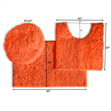 Load image into Gallery viewer, 3pc Set (Style B) Bath Rug + U Shape Toilet Mat + Round Toilet Lid Cover Rug, Coral
