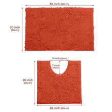 Load image into Gallery viewer, LuxUrux Bathroom Rugs Luxury Chenille 2-Piece Bath Mat Set, Coral

