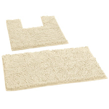 Load image into Gallery viewer, 2 Piece Bath Rug + Square Cutout Toilet Mat Set, Cream
