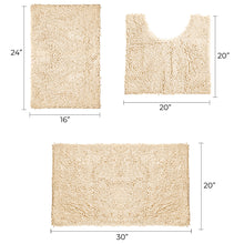 Load image into Gallery viewer, 3 Piece Set (Style A) Bath Rugs + U Shape Toilet Mat, Cream
