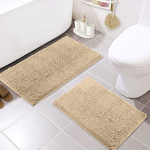 Load image into Gallery viewer, Microfiber 2-Piece Rectangular Mats Set, 20x30 &amp; 15x23 Inch, Cream
