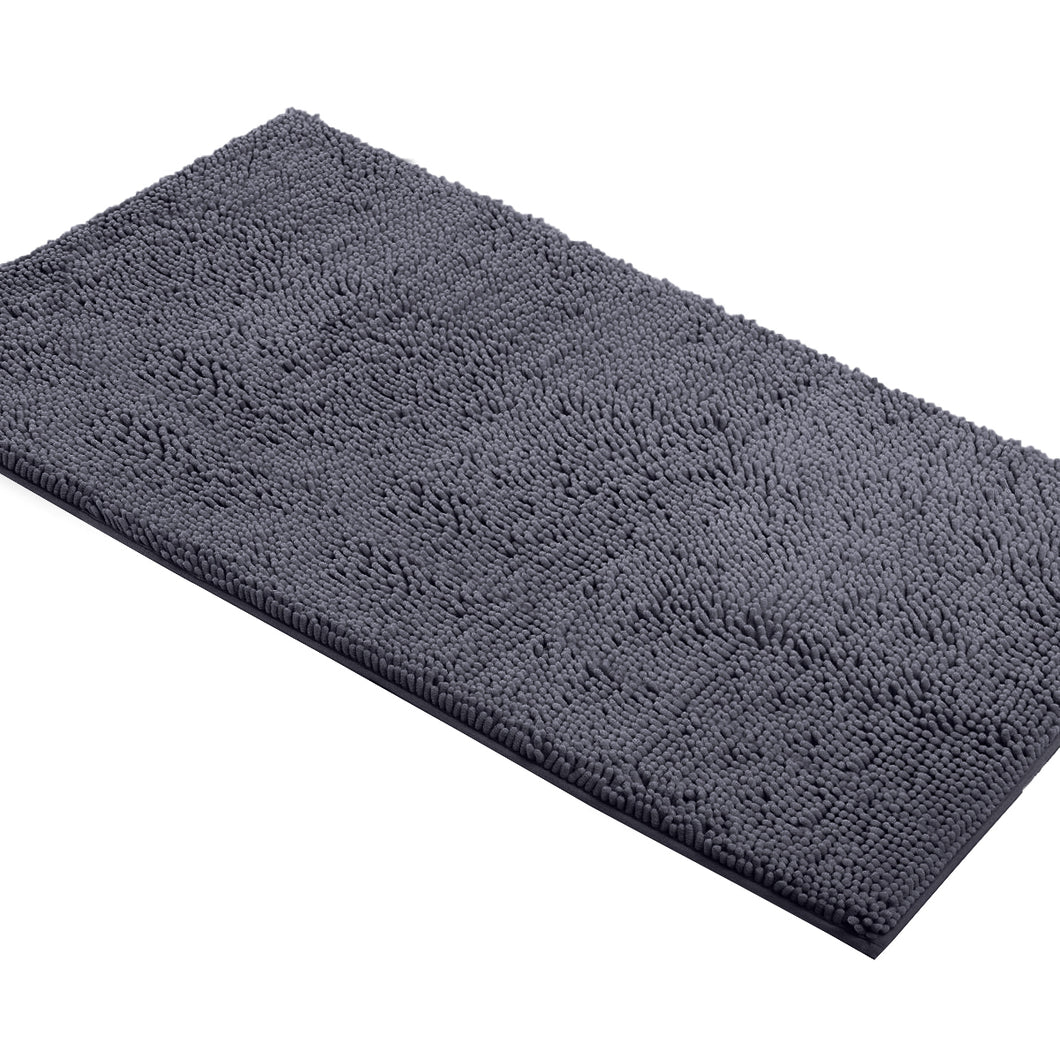 Rectangle Microfiber Bathroom Rug, 27x47 inch, Dark Gray