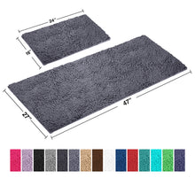 Load image into Gallery viewer, Chenille Microfiber 2-Piece Rectangular Mats Set, XL, Dark Grey
