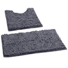 Load image into Gallery viewer, Luxury Chenille Bathroom Rugs 2-Piece Bath Mat Set, Small, Dark Gray
