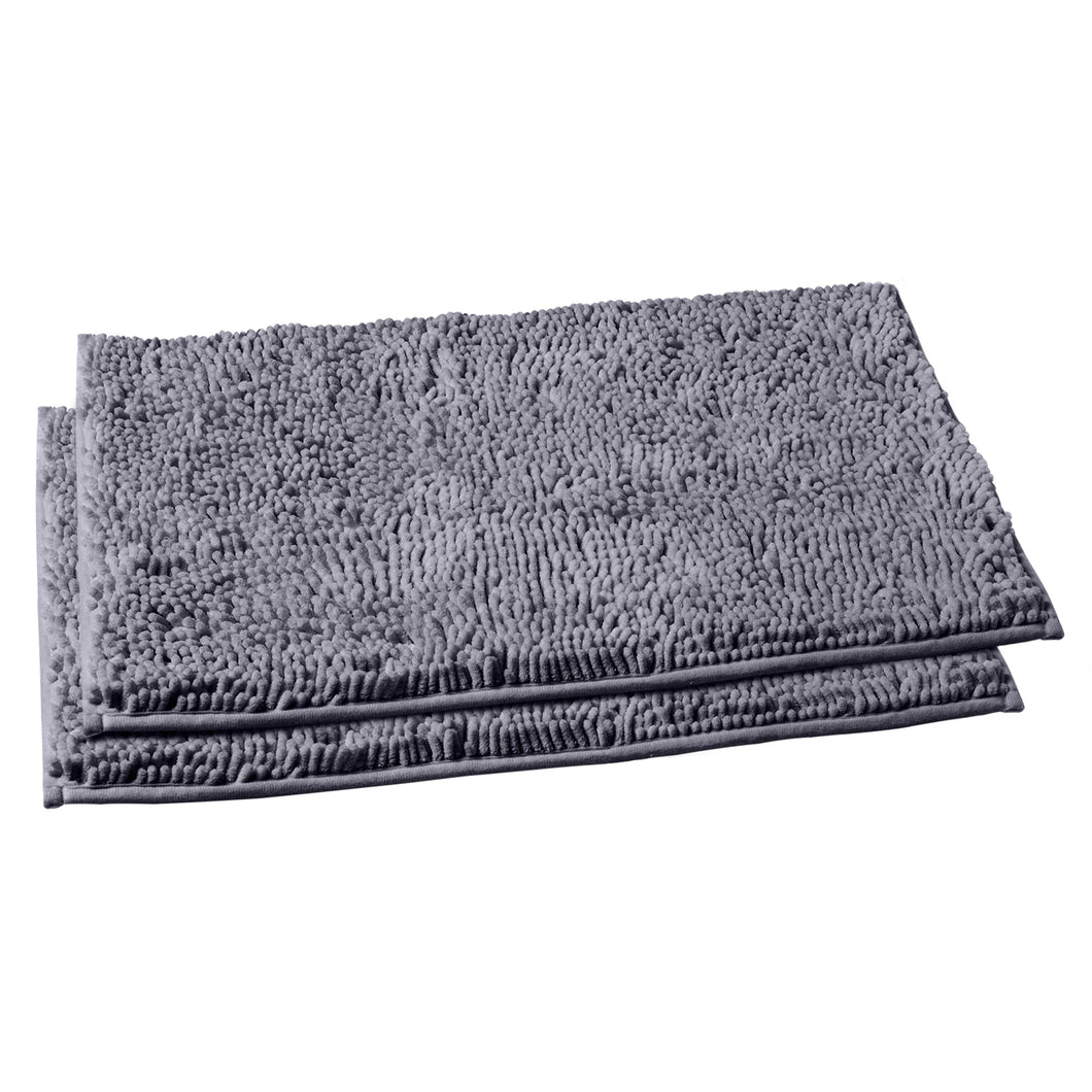 Microfiber Rectangular Mat Mini Set, 16x24 Inch 2 Pack Set, Dark Gray