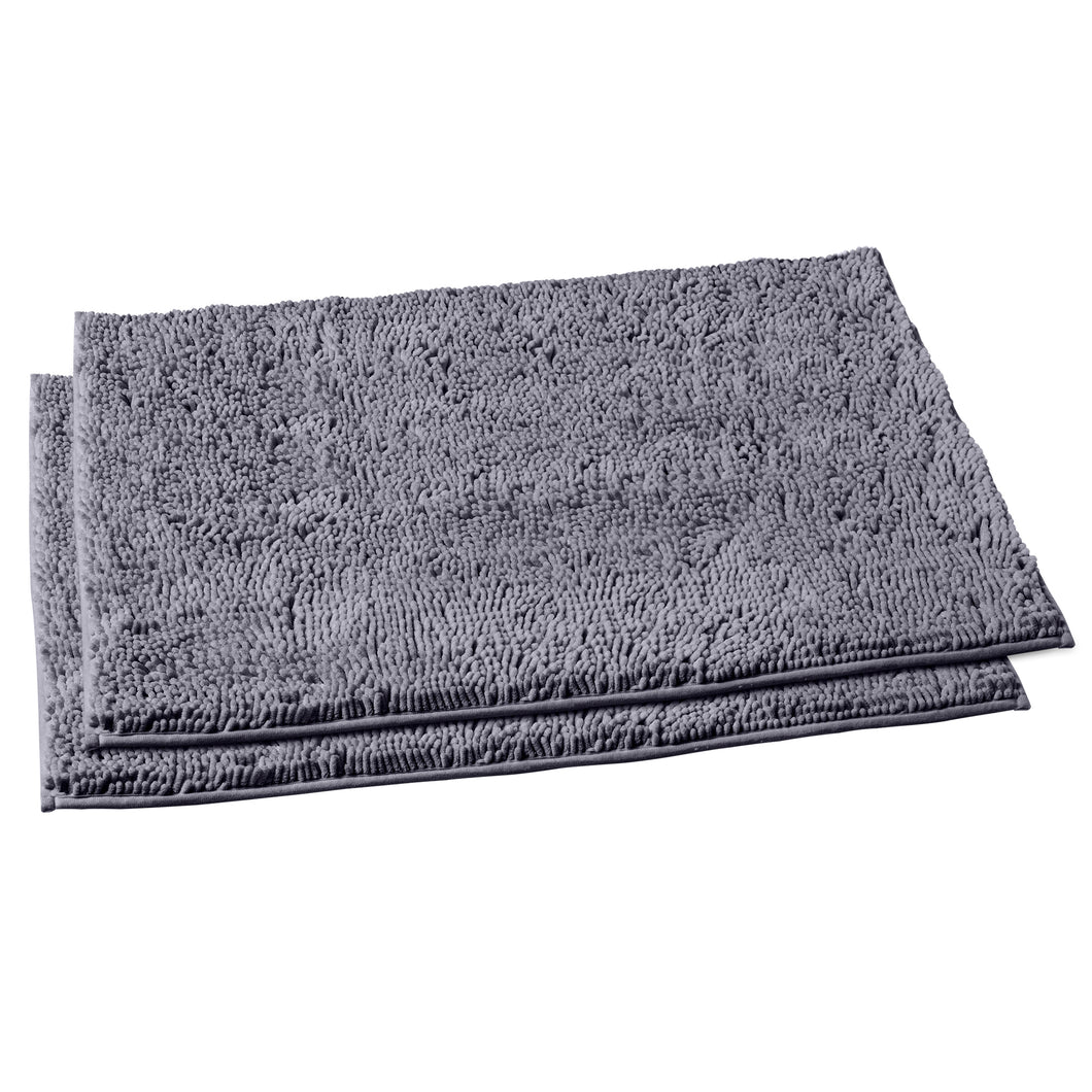 Microfiber Rectangular Rugs, 23x36 Inch 2 Pack Set, Dark Gray