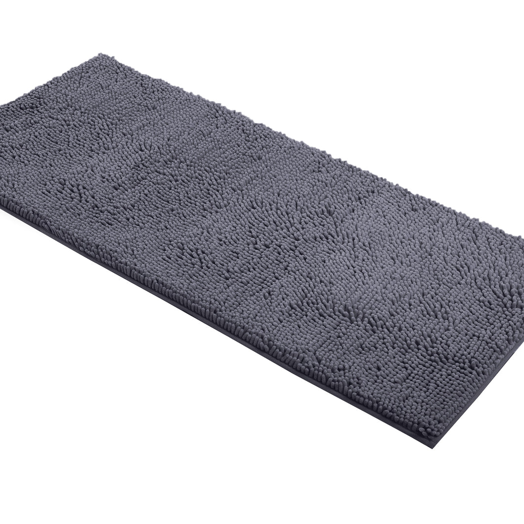 Runner Microfiber Bathroom Rug, 21x59 inch, Dark Gray