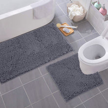 Load image into Gallery viewer, Bathroom Rugs Luxury Chenille 2-Piece Bath Mat Set, Large, Dark Gray
