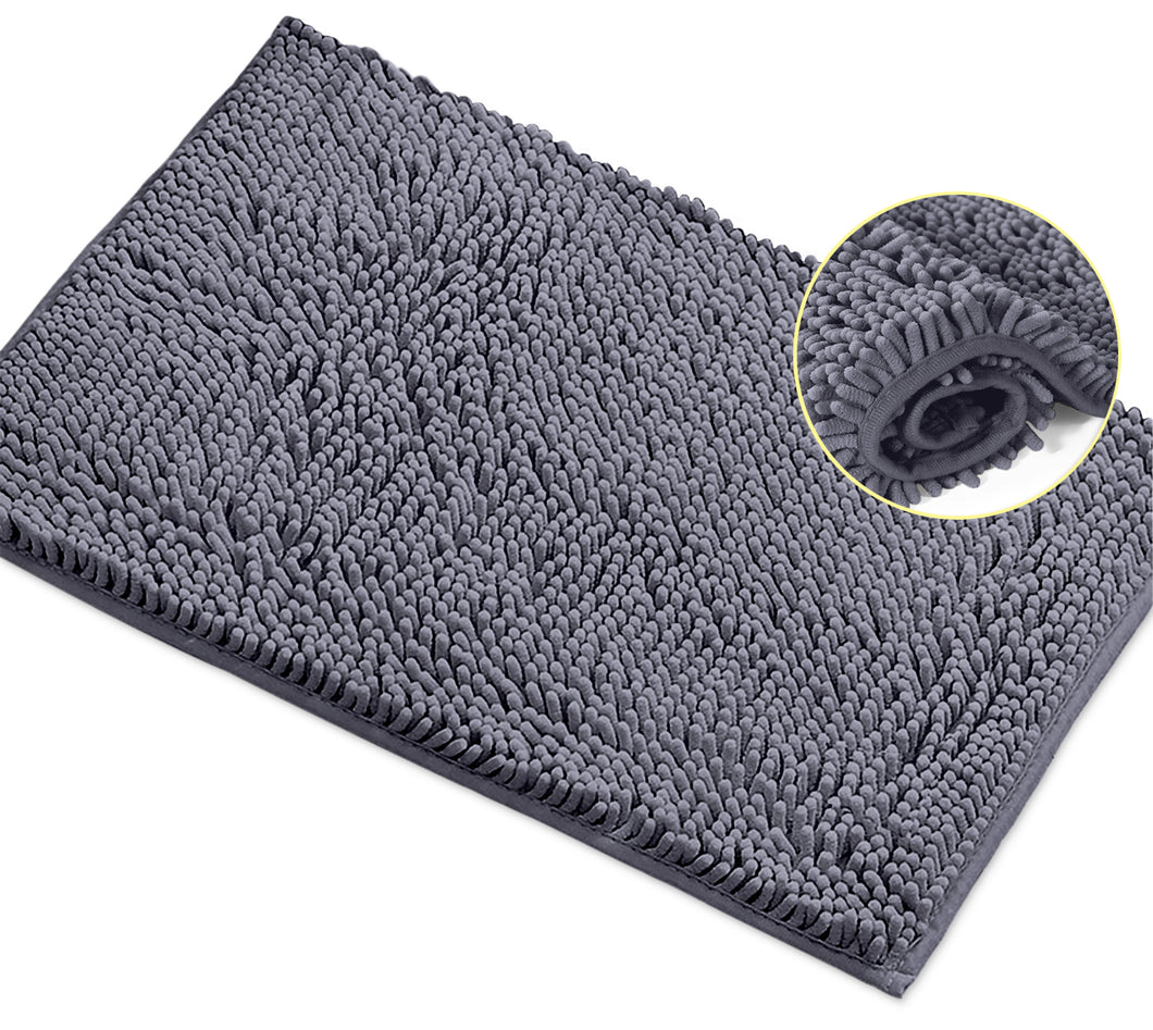 Rectangle Microfiber Bathroom Rug, 15x23 inch, Dark Gray