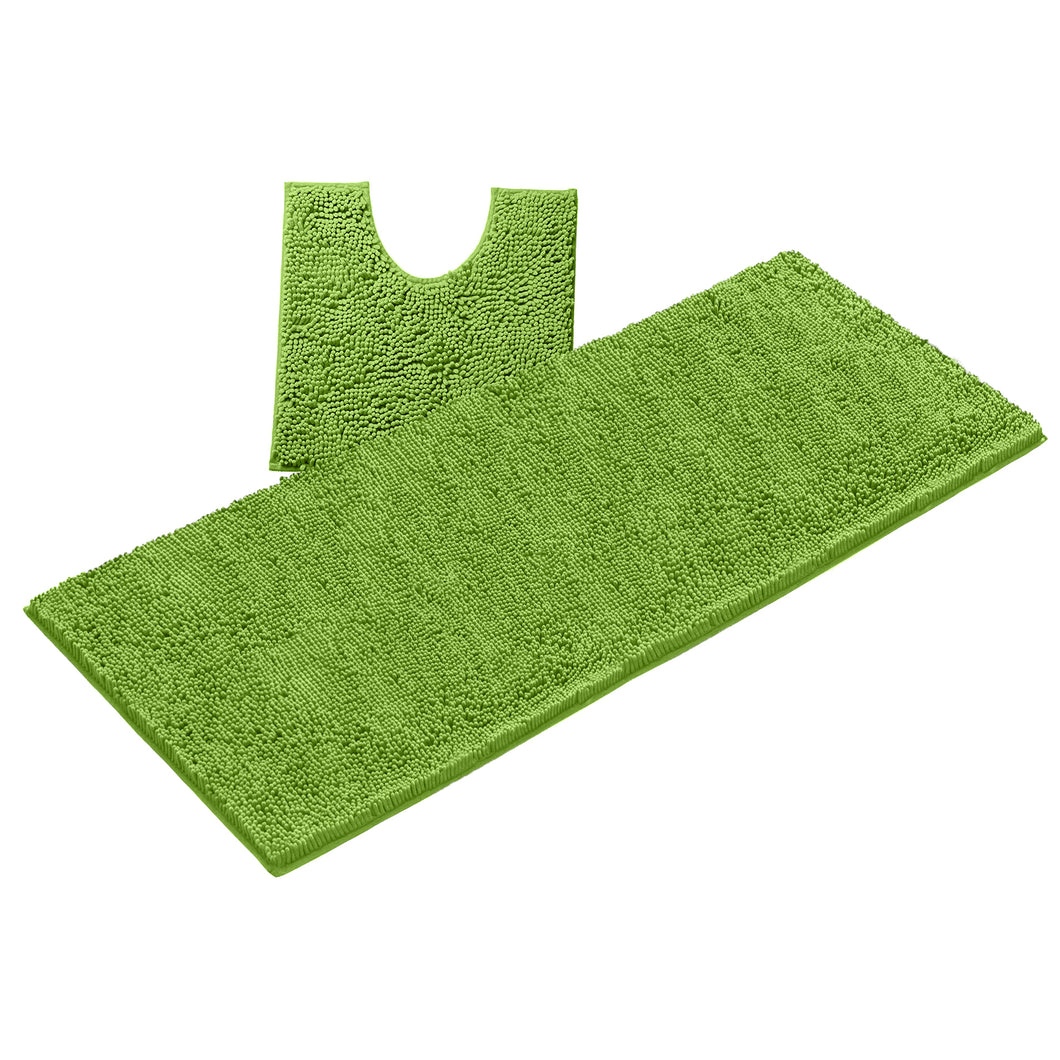 Luxury Microfiber 2-Piece Toilet & Bath Mat Set, XL, Green