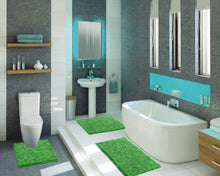 Load image into Gallery viewer, 3 Piece Set (Style A) Bath Rugs + U Shape Toilet Mat, Green

