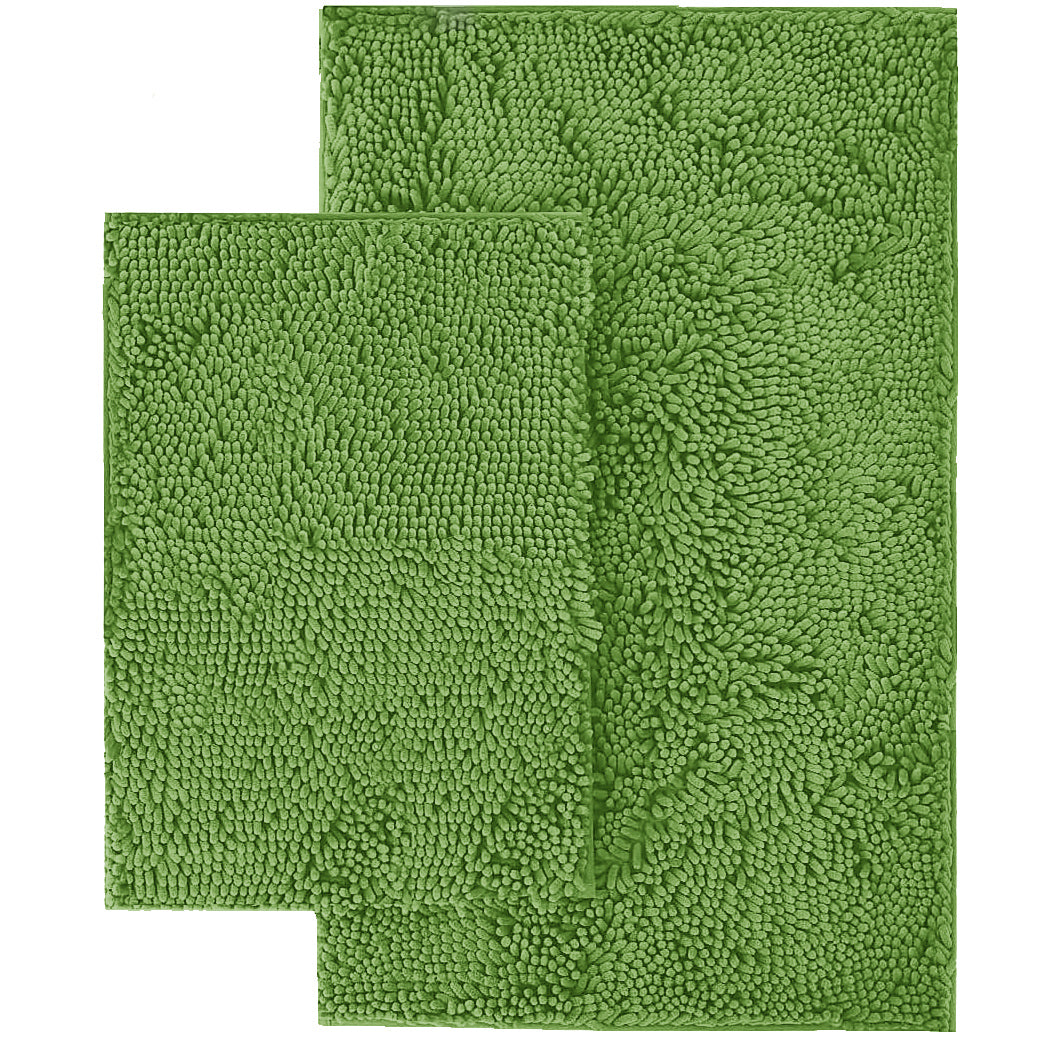 Microfiber 2-Piece Rectangular Mats Set, 20x30 & 15x23 Inch, Green