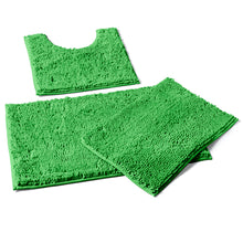 Load image into Gallery viewer, 3 Piece Set (Style A) Bath Rugs + U Shape Toilet Mat, Green
