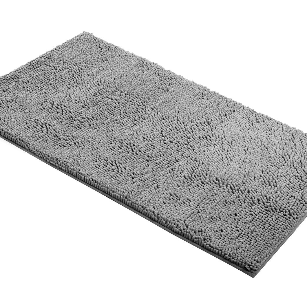 Rectangle Microfiber Bathroom Rug, 27x47 inch, Light Grey