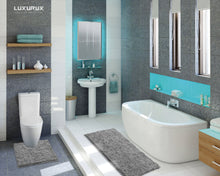 Load image into Gallery viewer, Luxury Microfiber 2-Piece Toilet &amp; Bath Mat Set, XL, Light Grey
