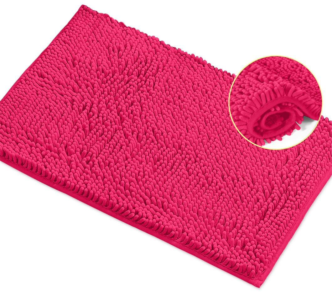 Rectangle Microfiber Bathroom Rug, 15x23 inch, Hot Pink