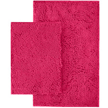 Load image into Gallery viewer, Microfiber 2-Piece Rectangular Mats Set, 20x30 &amp; 15x23 Inch, Hot Pink
