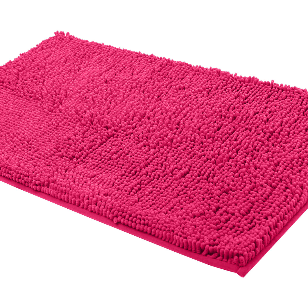 Rectangle Microfiber Bathroom Rug, 24x39 inch, Hot Pink