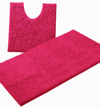 Load image into Gallery viewer, Bathroom Rugs Luxury Chenille 2-Piece Bath Mat Set, Large, Hot Pink
