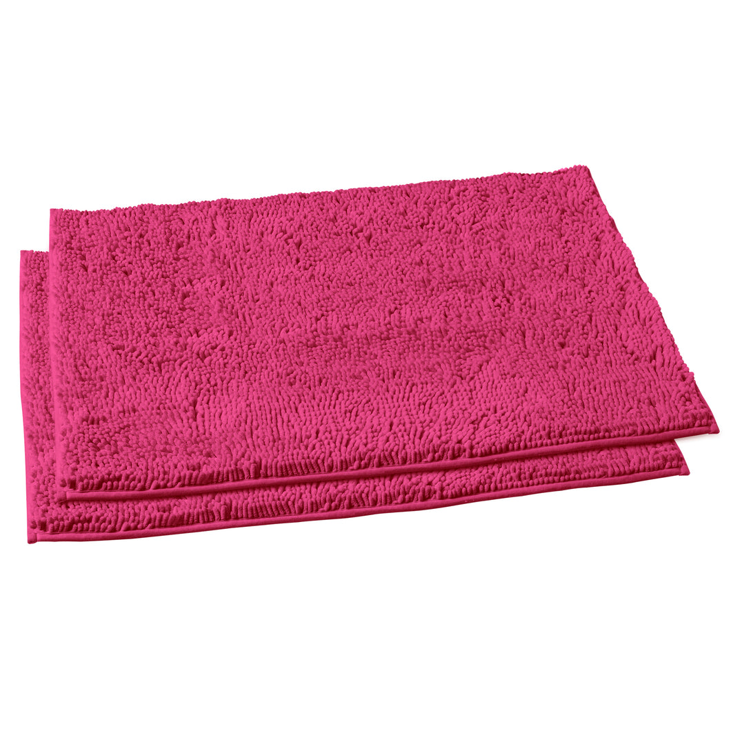Microfiber Rectangular Rugs, 23x36 Inch 2 Pack Set, Hot Pink