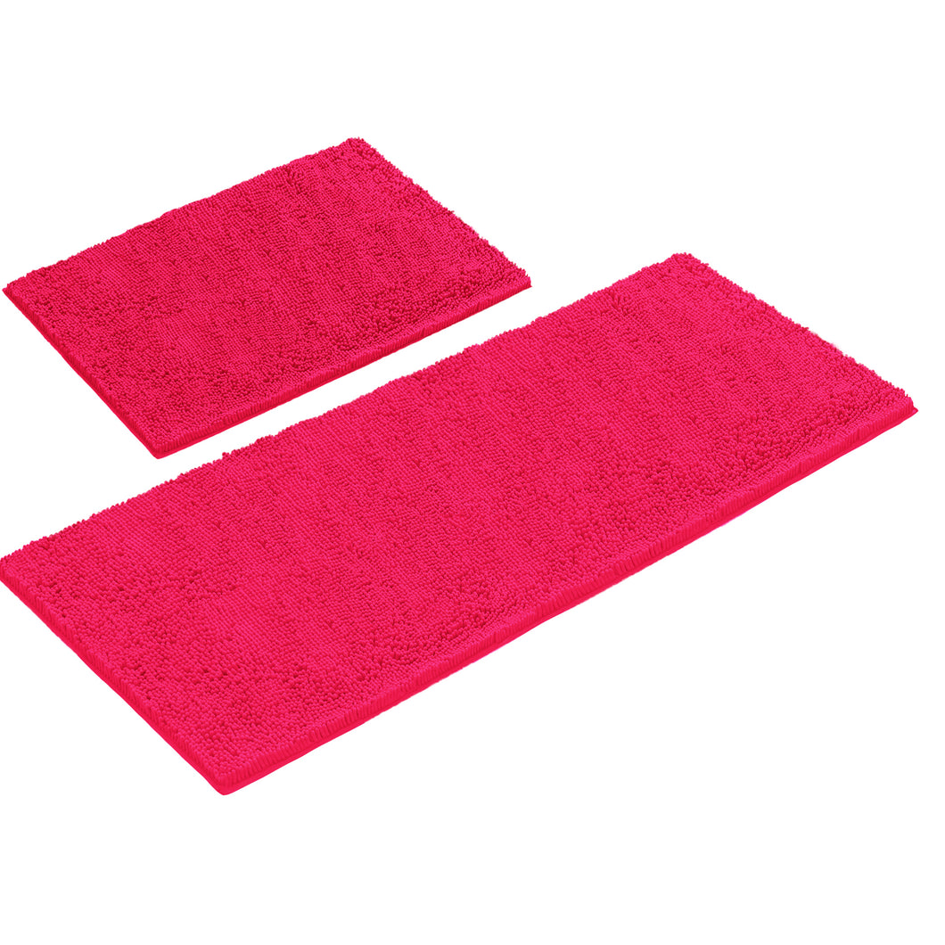 Chenille Microfiber 2-Piece Rectangular Mats Set, XL, Hot Pink