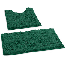 Load image into Gallery viewer, Luxury Chenille Bathroom Rugs 2-Piece Bath Mat Set, Small, Hunter Green
