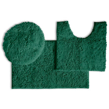 Load image into Gallery viewer, 3pc Set (Style B) Bath Rug + U Shape Toilet Mat + Round Toilet Lid Cover Rug, Kelly Green

