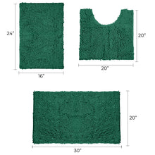 Load image into Gallery viewer, 3 Piece Set (Style A) Bath Rugs + U Shape Toilet Mat, Kelly Green
