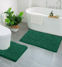 Load image into Gallery viewer, LuxUrux Bathroom Rugs Luxury Chenille 2-Piece Bath Mat Set, Hunter Green
