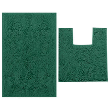 Load image into Gallery viewer, 2 Piece Bath Rug + Square Cutout Toilet Mat Set, Kelly Green
