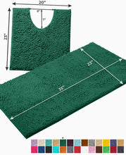 Load image into Gallery viewer, Bathroom Rugs Luxury Chenille 2-Piece Bath Mat Set, Large, Hunter Green
