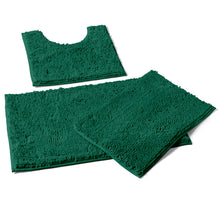Load image into Gallery viewer, 3 Piece Set (Style A) Bath Rugs + U Shape Toilet Mat, Kelly Green
