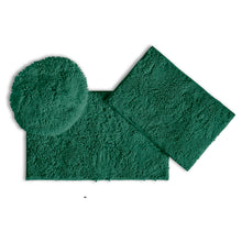 Load image into Gallery viewer, 3pc Set (Style C) Bath Rugs + Round Toilet Lid Rug, Kelly Green
