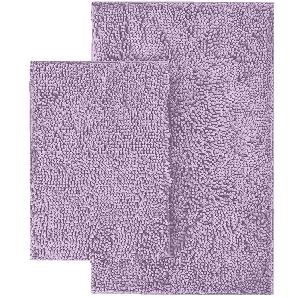 Microfiber 2-Piece Rectangular Mats Set, 20x30 & 15x23 Inch, Lavender