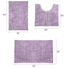 Load image into Gallery viewer, 3 Piece Set (Style A) Bath Rugs + U Shape Toilet Mat, Lavender
