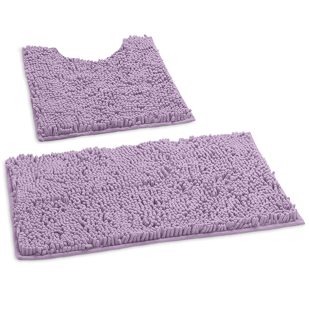 Luxury Chenille Bathroom Rugs 2-Piece Bath Mat Set, Small, Lavender