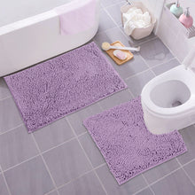 Load image into Gallery viewer, LuxUrux Bathroom Rugs Luxury Chenille 2-Piece Bath Mat Set, Lavender
