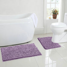Load image into Gallery viewer, LuxUrux Bathroom Rugs Luxury Chenille 2-Piece Bath Mat Set, Lavender
