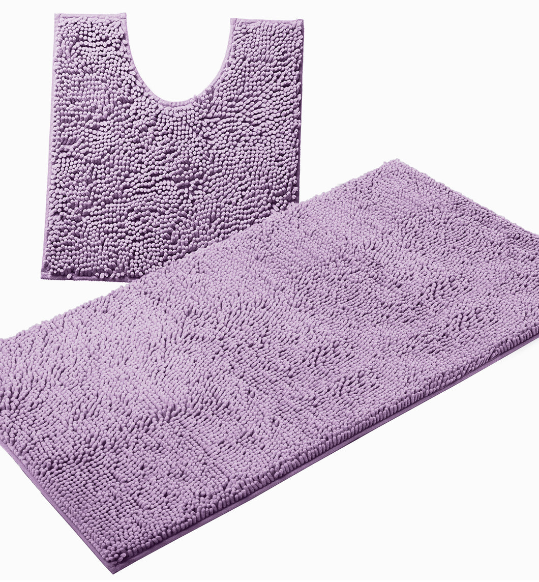 Bathroom Rugs Luxury Chenille 2-Piece Bath Mat Set, Large, Lavender