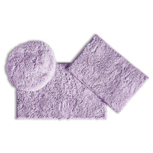 Load image into Gallery viewer, 3pc Set (Style C) Bath Rugs + Round Toilet Lid Rug, Lavender
