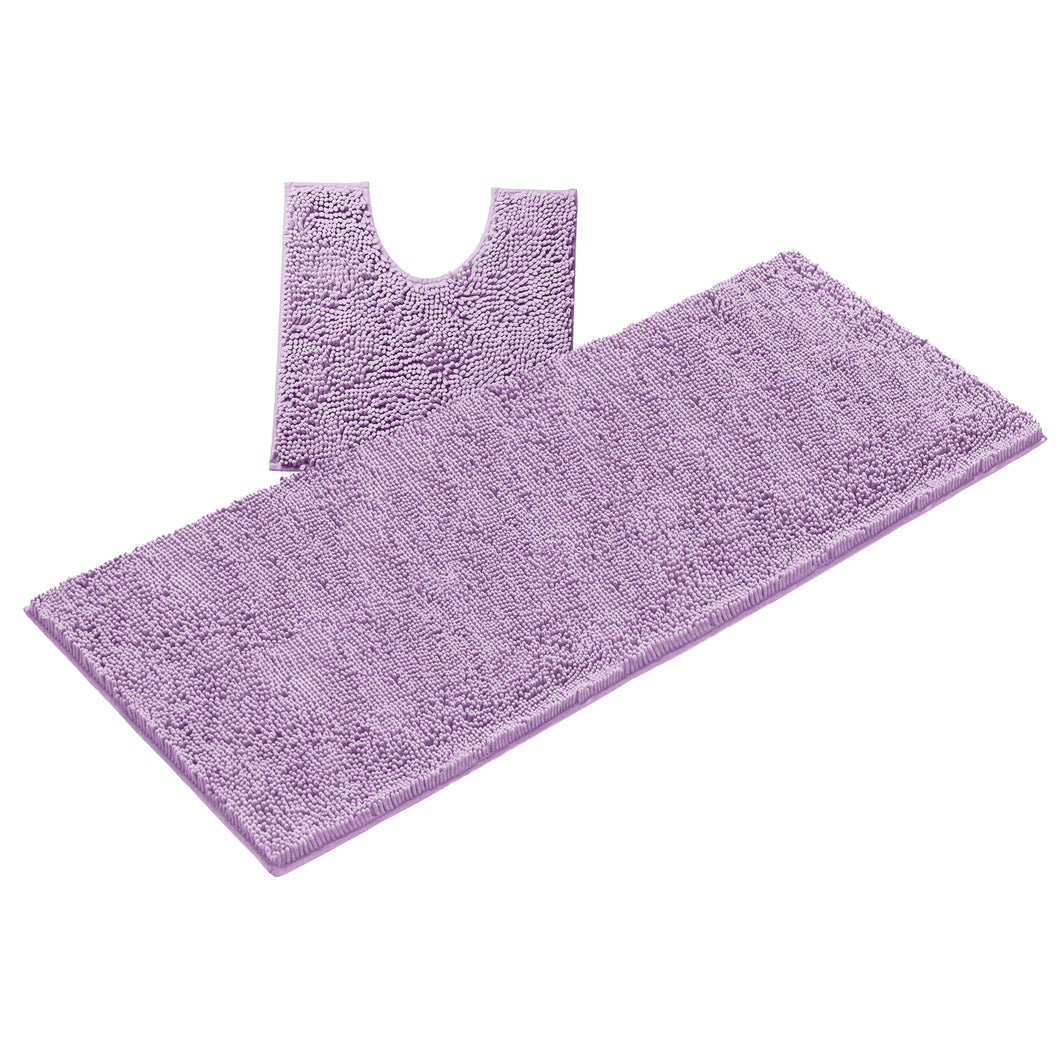 Luxury Microfiber 2-Piece Toilet & Bath Mat Set, XL, Lavender