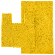 Load image into Gallery viewer, 2 Piece Bath Rug + Square Cutout Toilet Mat Set, Lemon Yellow
