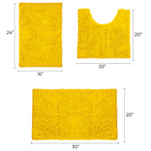 Load image into Gallery viewer, 3 Piece Set (Style A) Bath Rugs + U Shape Toilet Mat, Lemon
