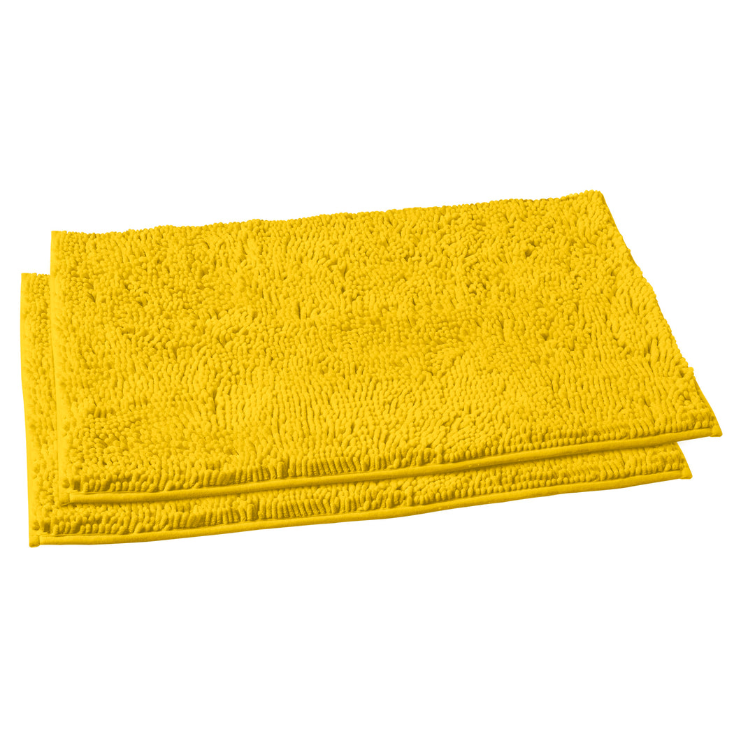 Microfiber Rectangular Mats, 20x30 Inch 2 Pack Set, Lemon Yellow