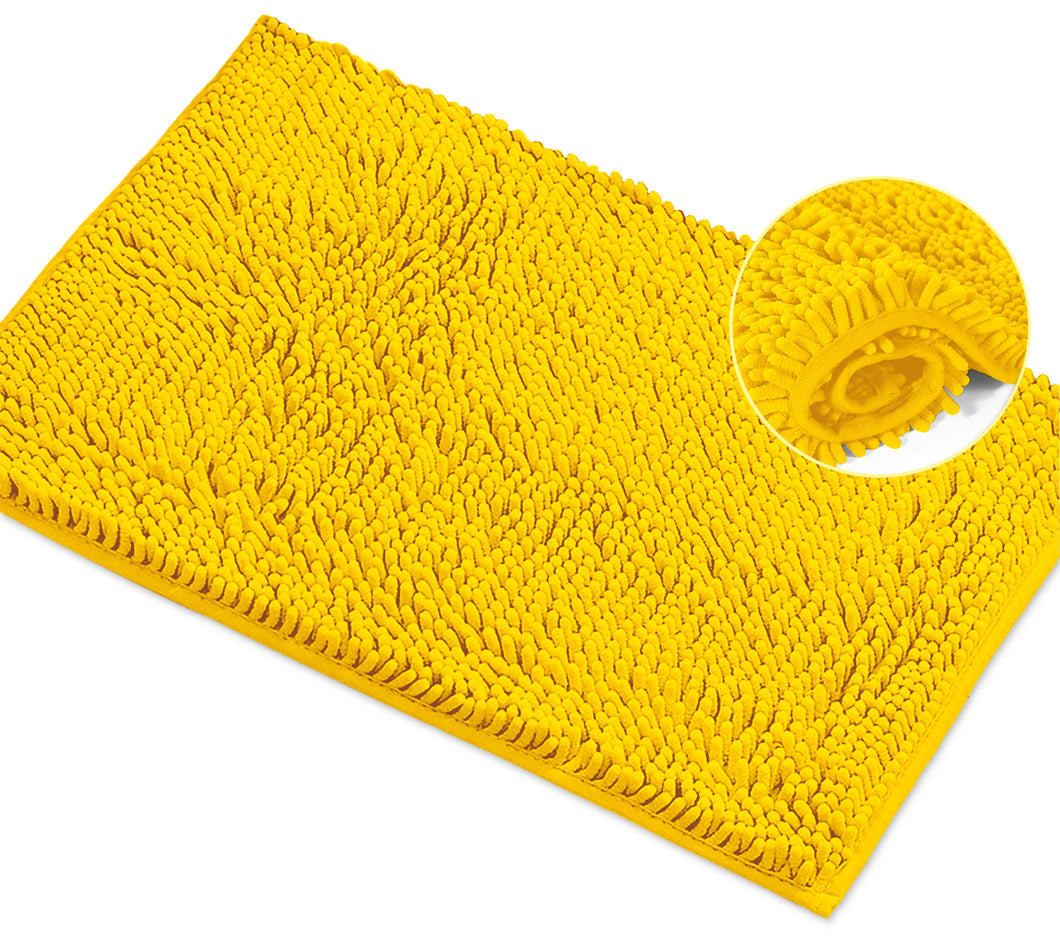 Rectangle Microfiber Bathroom Rug, 15x23 inch, Lemon