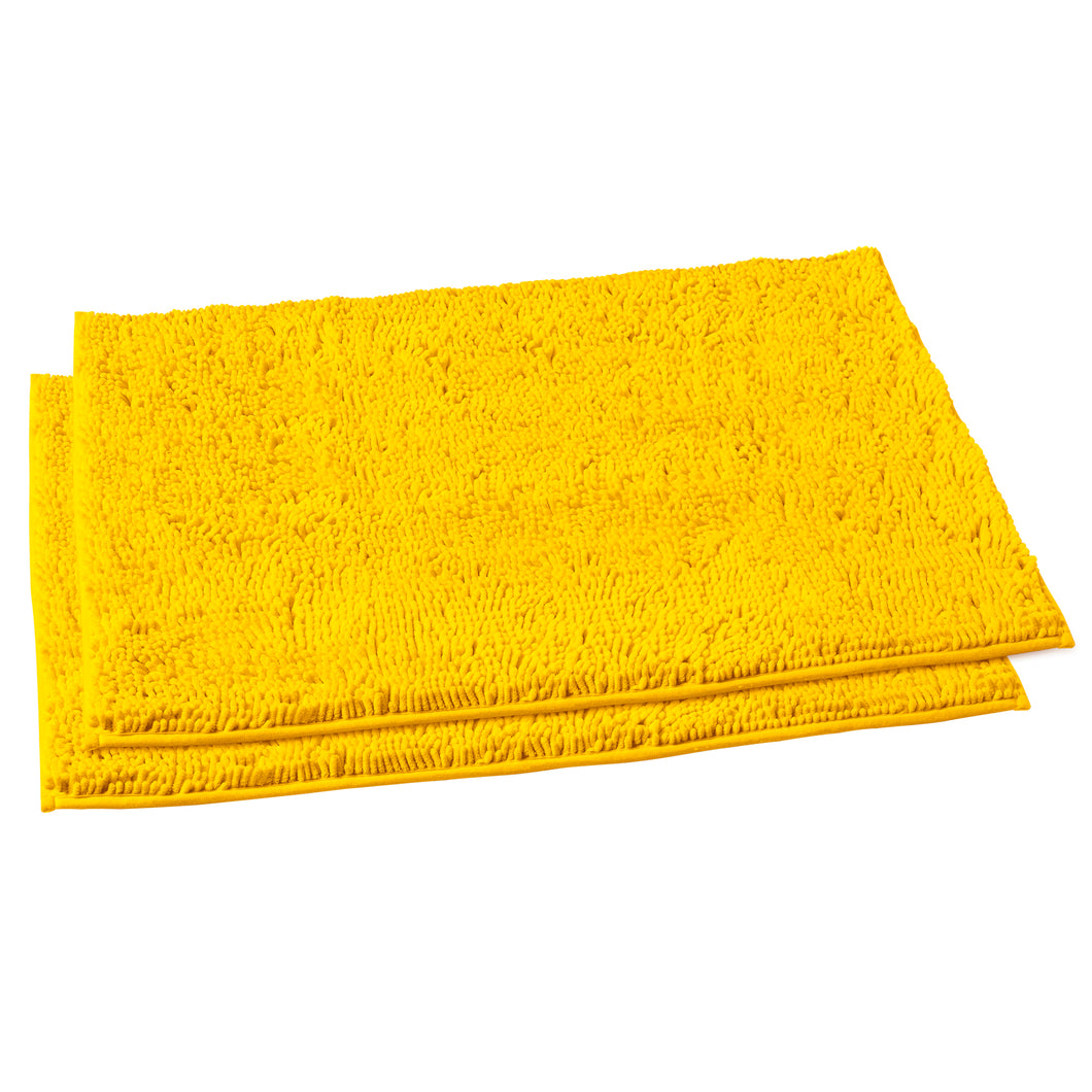 Microfiber Rectangular Rugs, 23x36 Inch 2 Pack Set, Lemon